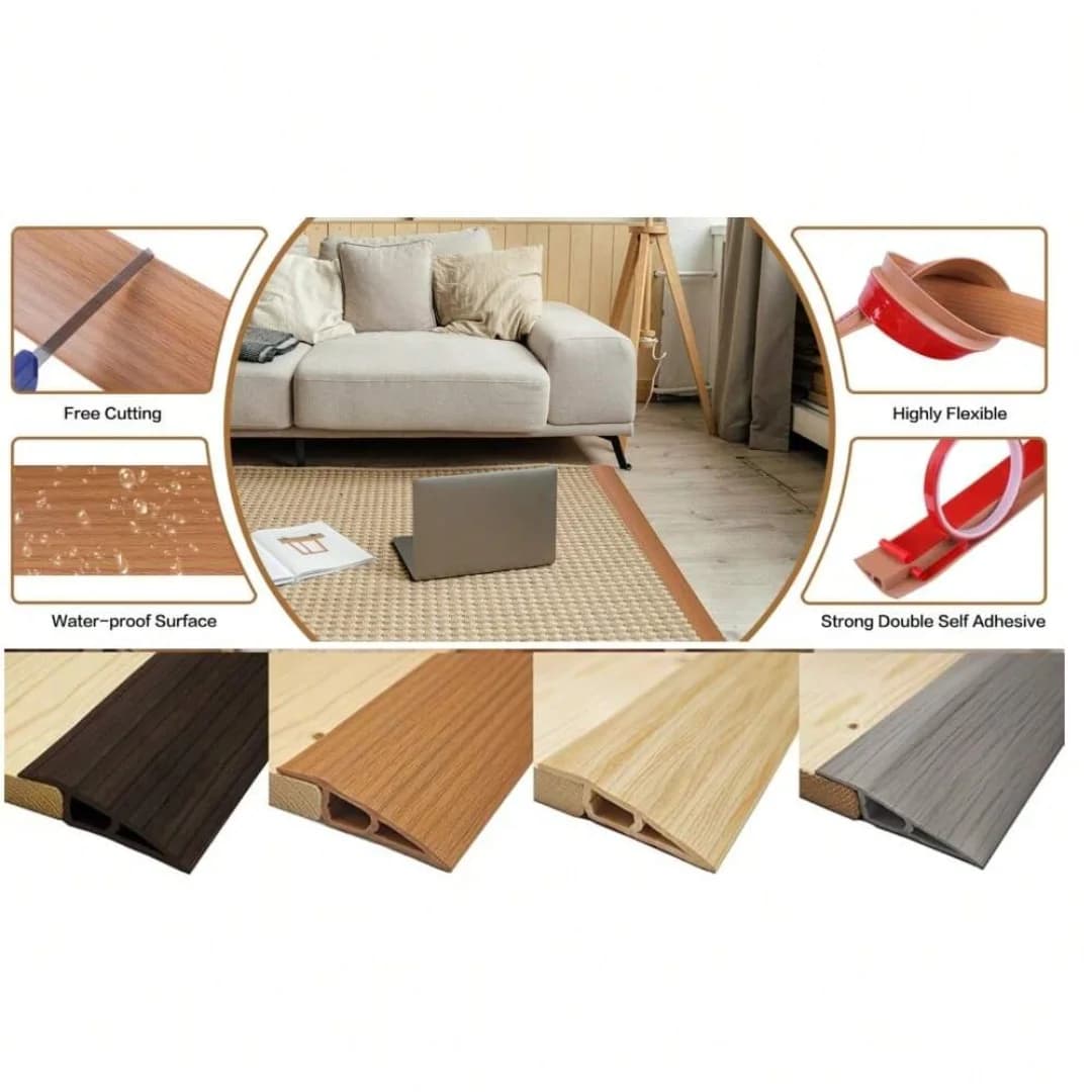 1PC 1m/39.37 pollici Pavimento In Legno Striscia di Transizione Bordo di Chiusura Striscia di Cucitura del Pavimento Resistente All'usura in Plastica Morbida Fibbia Piatta Soglia Dge