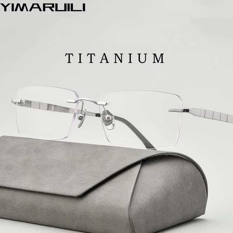 YIMARUILI Nuovo Ultra-leggero Affari Quadrato Occhiali Moda Retro Puro Titanio Ottico Prescrizione Occhiali Senza Montatura Uomini F91092T