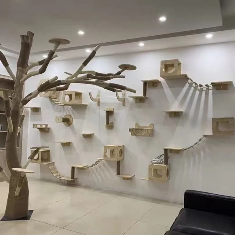 Ponte da arrampicata per gatti montato a parete per albero per gatti da 1 pezzo con tiragraffi e scala in sisal per amaca per gatti per giocare e riposo dei gattini
