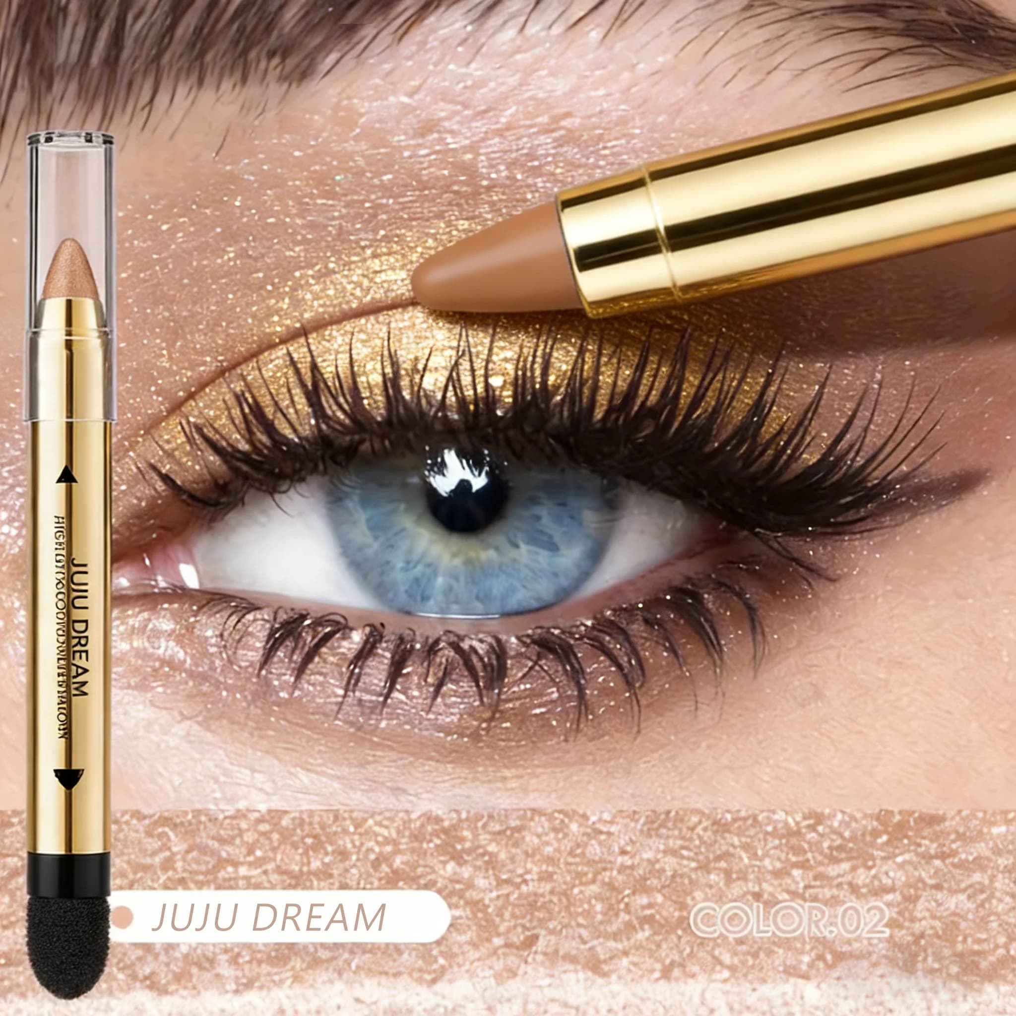 2 matite ombretto illuminanti a doppia punta, a lunga durata, impermeabili, anti-sbavature, con pigmentazione intensa, per un look audace.