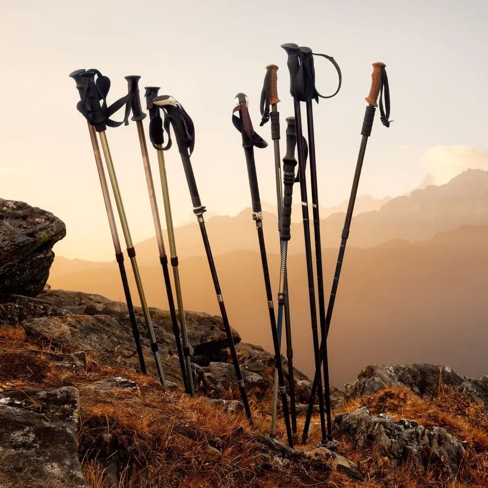 2 PCS 5-Section Foldable Trekking Poles, Portable Nordic Walking Hiking Sticks for Outdoor Camping, Mountaineering, Trail Walkin