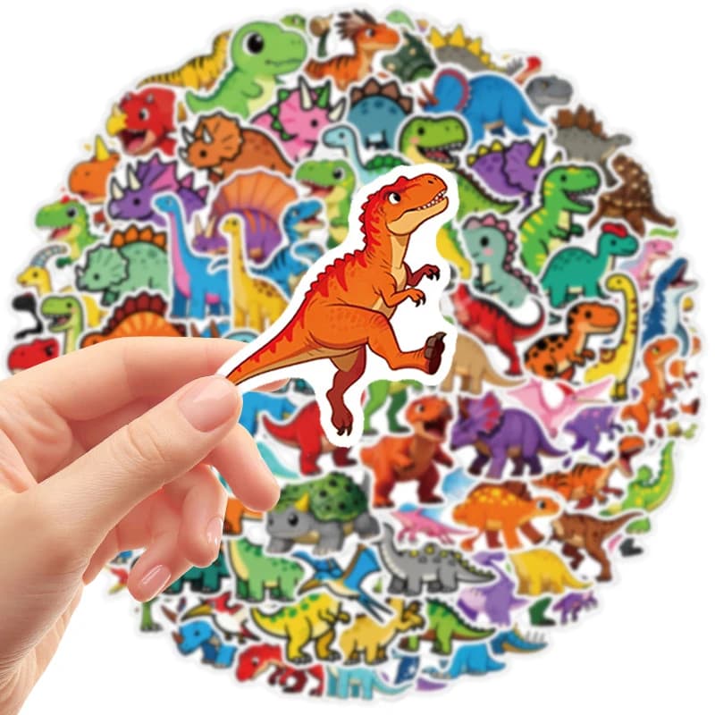 100PCS Dinosaur Stickers Set Cute Cartoon Animal Decals Vinyl Waterproof for Scrapbooking Skateboards Laptops