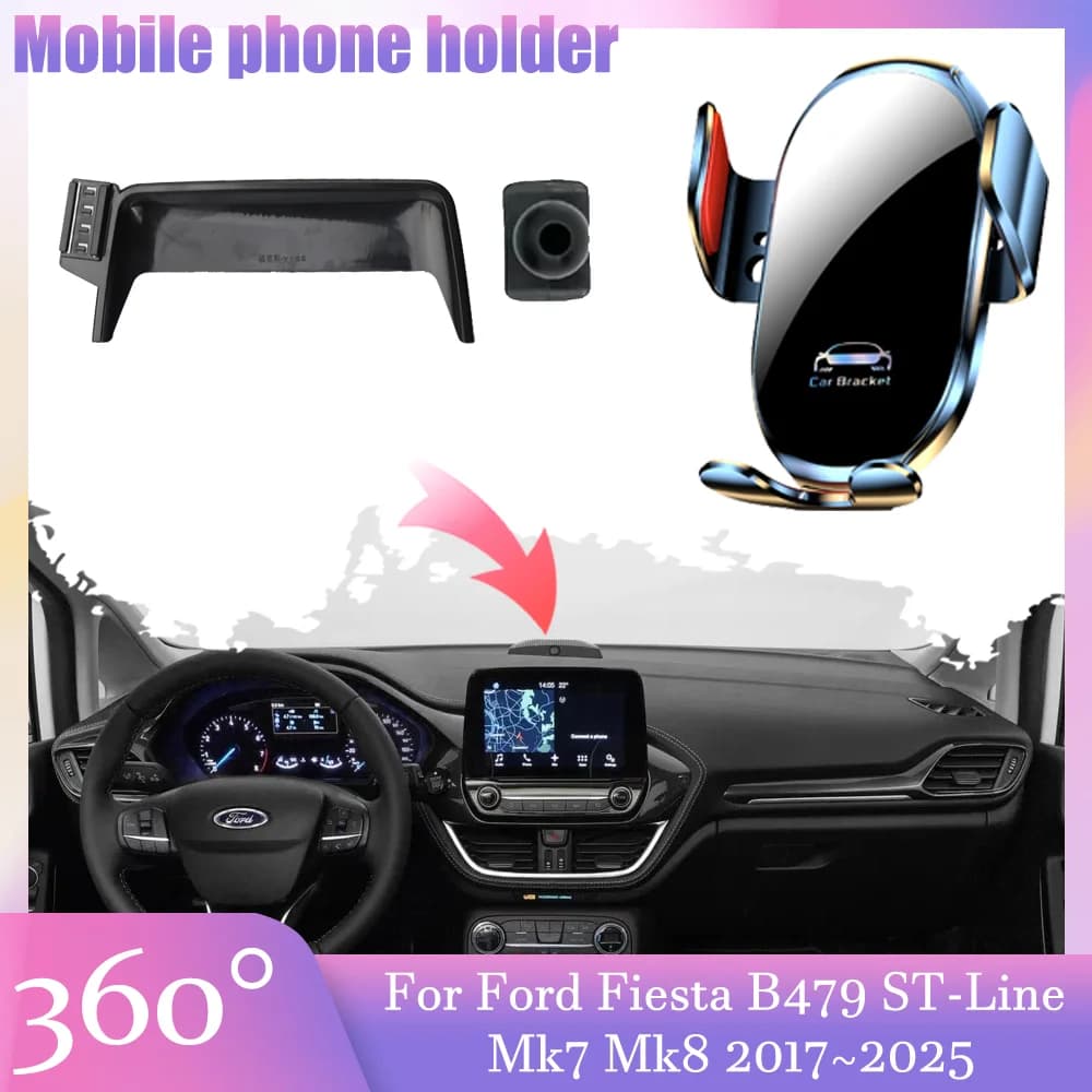 Supporto per telefono cellulare per auto per Ford Fiesta B479 ST-Line Mk7 Mk8 2017 ~ 2025 GPS Air Vent Clip Supporto per schermo Base Accessori