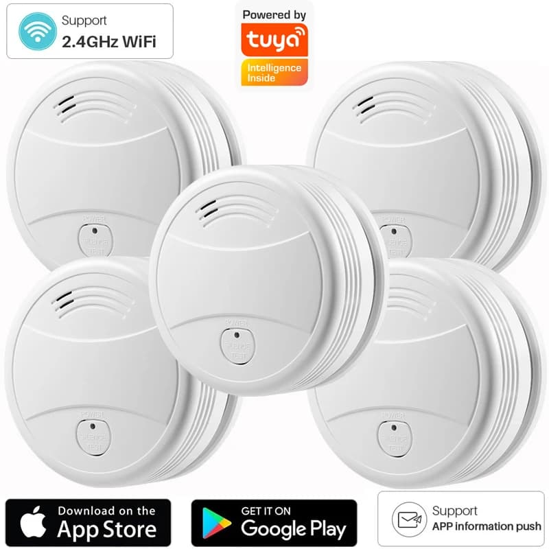 Rilevatore di Fumo WiFi 2.4G Indipendente con Allarme Sonoro, Sistema di Sicurezza Domestica, Sensore Intelligente per Allarme Antincendio