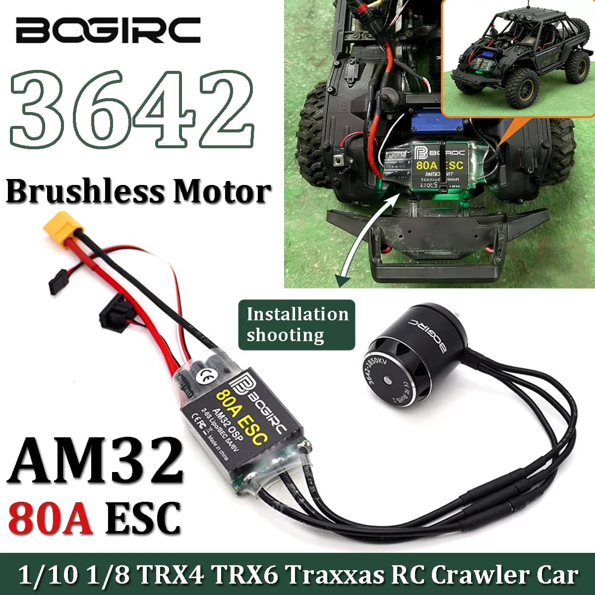BOGIRC 3642 1850KV/2150KV Motore Brushless e Combo ESC AM32 80A per Auto RC Crawler 1/10 1/8 Traxxas TRX4 TRX6 Axial - Parti di Aggiornamento