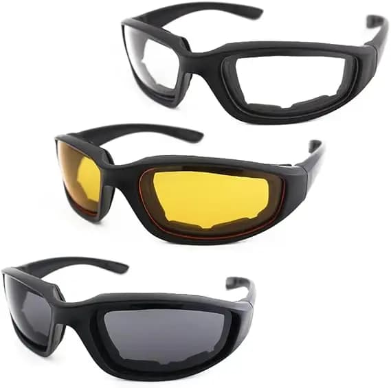 3 Pair Motorcycle Riding Glasses Padding Goggles UV Protection Dustproof Windproof Motorcycle Sunglasses for Outdoor