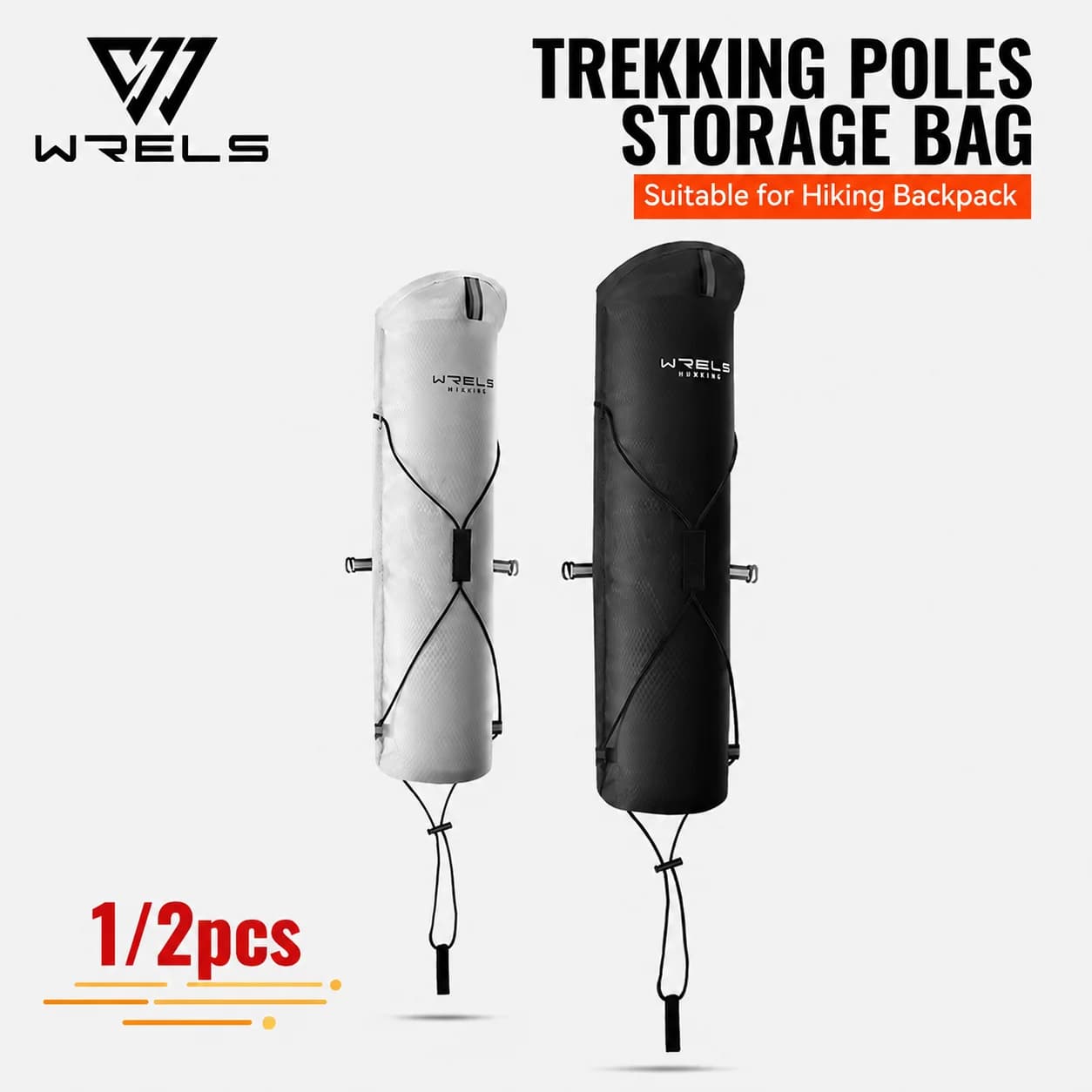WRELS 1/2pcs Outdoor Lightweight Waterproof Hiking Cane Storage Bag Unisex Portable Trekking Hiking Tightening Poles Storage Bag