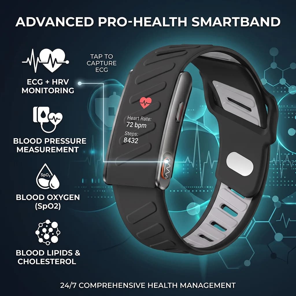 VWAR MG ECG Smart Band Fitness Tracker Blood Oxygen‌ Blood Pressure Blood Lipids Heart Rate Smartsports Bracelet For Men Women