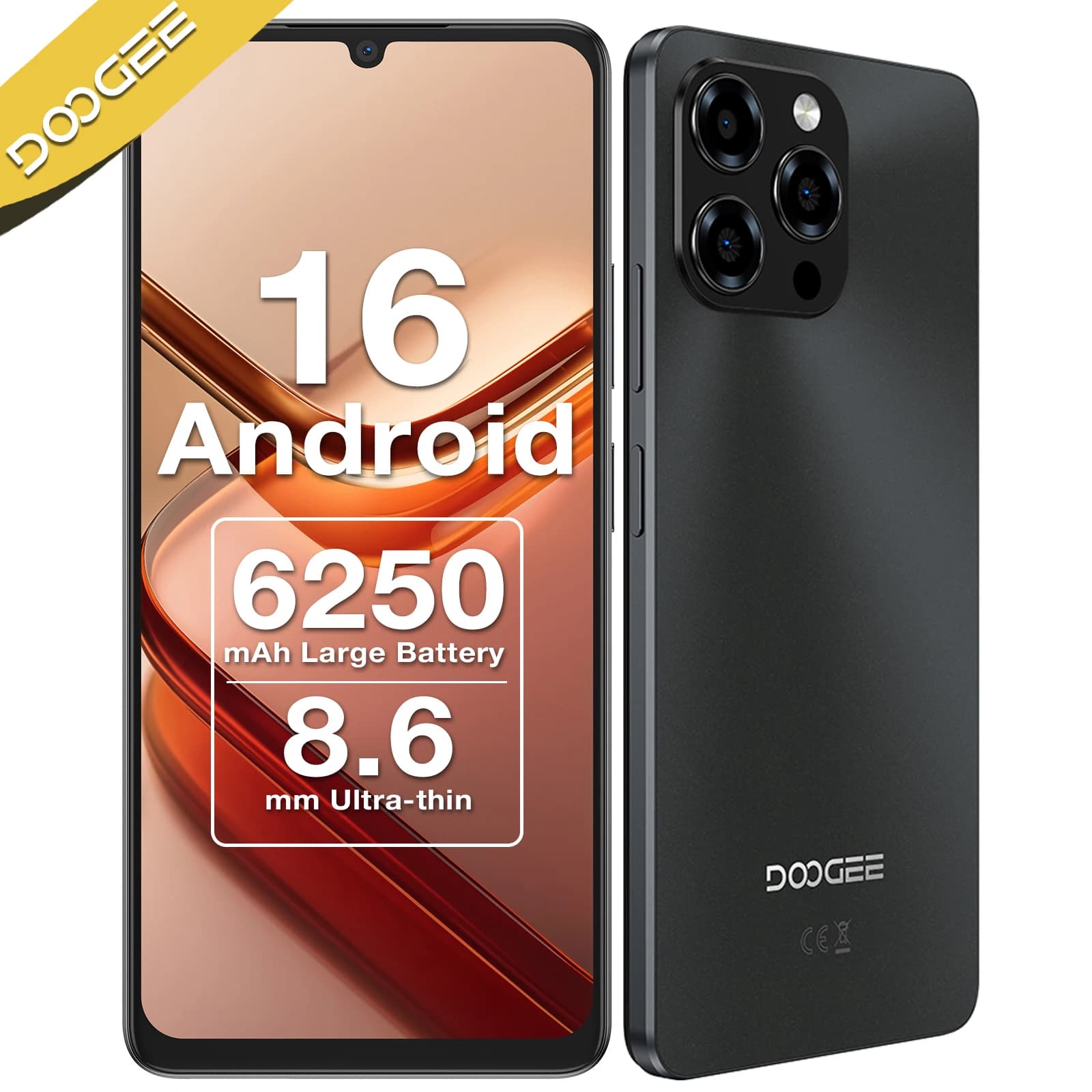 DOOGEE Note 58 Smartphone, Display HD+ da 6,75" a 90Hz, Schermo IPS, Android 16, 8GB RAM+128GB ROM, Batteria da 6250mAh, Cellulare T7250 con NFC