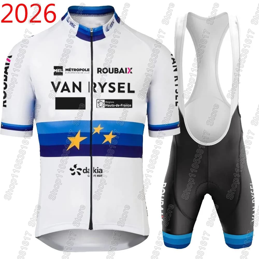 Completed by Cycling Van Rysel - Roubaix 2026, Road Bike Knitting and Shorts Set, European Team Clothing, Cycling MTB