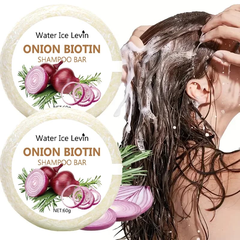 60g Onion & Biotin Shampoo Bar - Moisturizing & Smoothing for All Hair Types Rich in Rosemary Extract