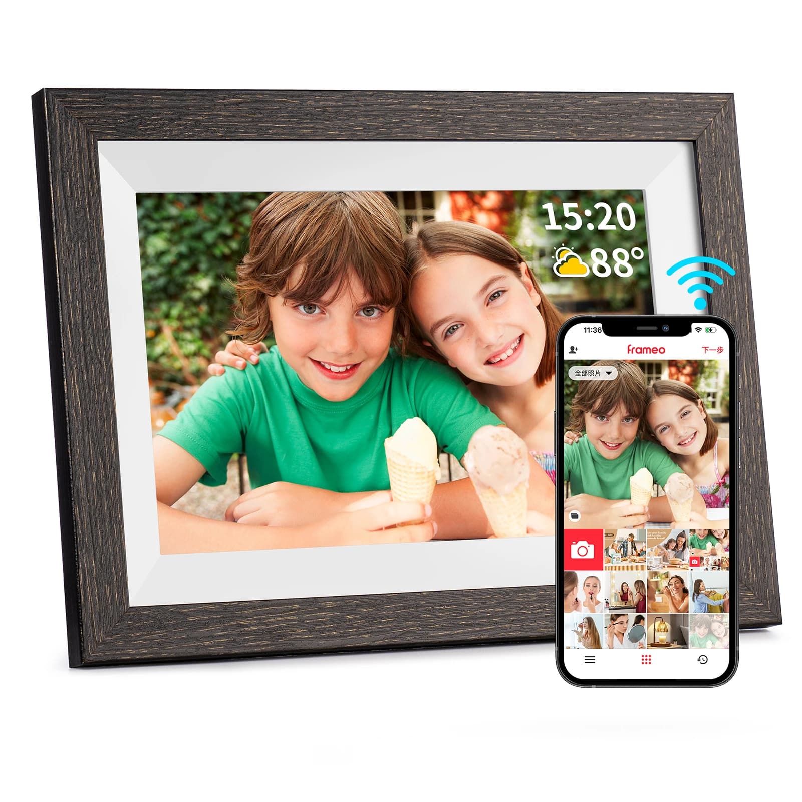 Frameo cornice digitale da 10.1 pollici, cornice elettronica WiFi, Touch Screen HD 1280 * 800IPS, cornice digitale intelligente, Stora da 32GB