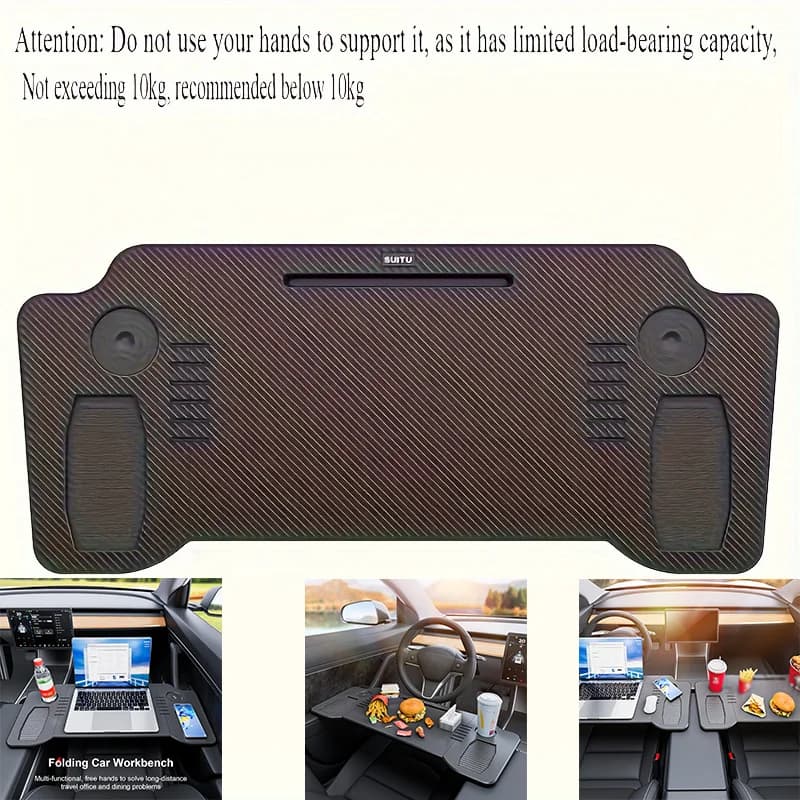 Portable Foldable Car Table - ABS and Carbon Fiber Multifunction Tray and Laptop Desk Ergonomic design for work/commercial work