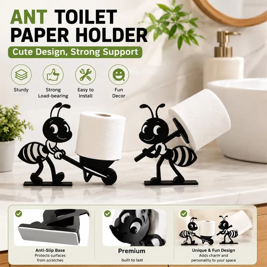 2/1 Pcs Funny Ant Toilet Paper Holder, Unique Ant Design Bathroom Decor, Tissue Roll Holder for Farmhouse Rustic Modern Style