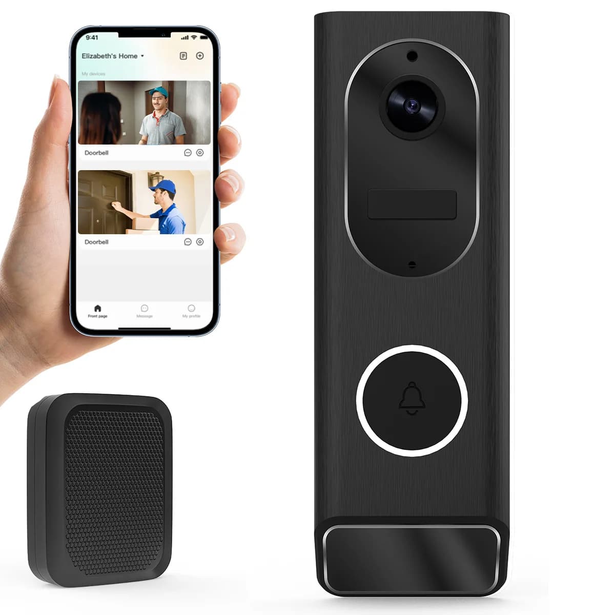 S7 1080P Videocitofono senza fili Telecamera WiFi Campanello per porta intelligente IP66 Sicurezza domestica intelligente Rilevazione movimento Visione notturna Campanello audio a 2 vie