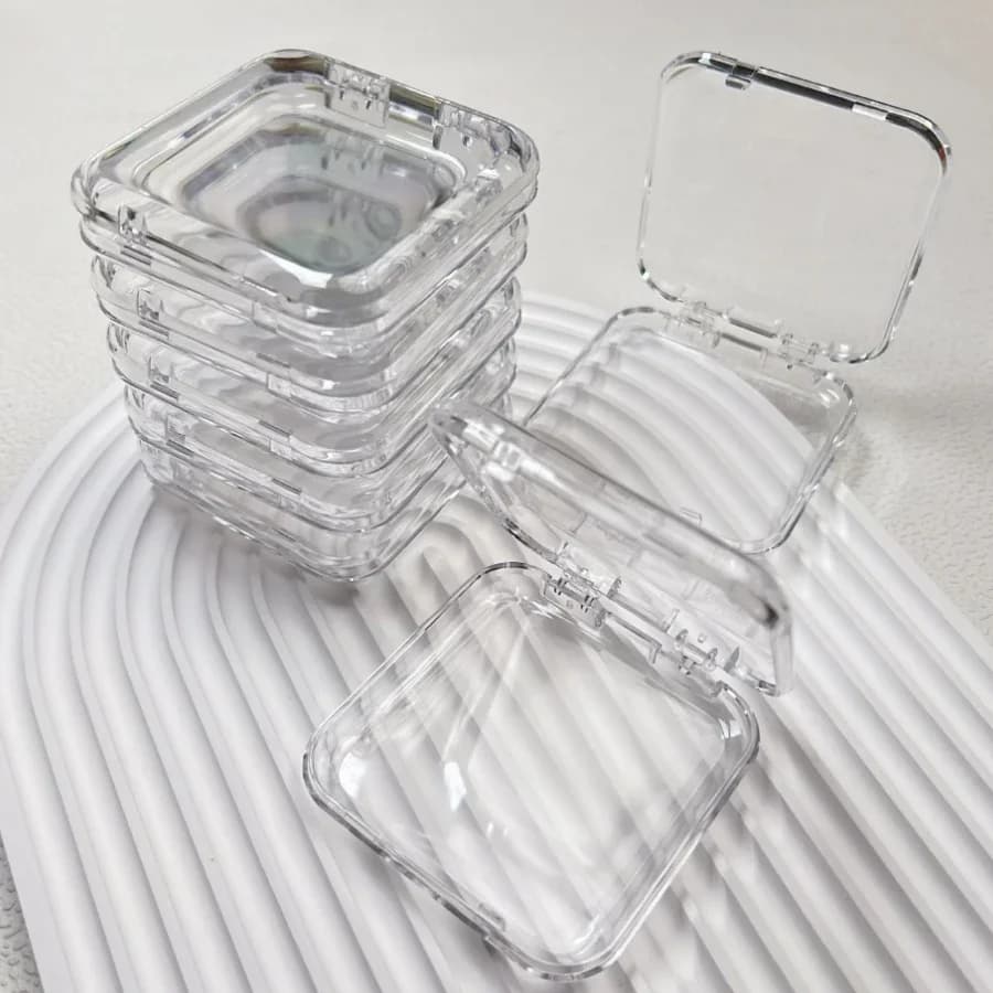 5/10/20 PCS Press-On Nail Storage Acrylic Boxes with Adhesive Sheets Transparent Nail Boxes Jewelry Storage Tool&Accessories