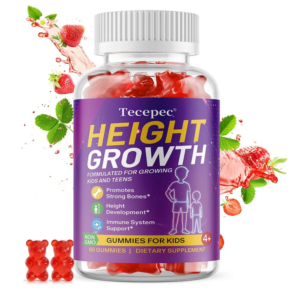 Calcium Magnesium Zinc Vitamin K2 D3 Supplement for Kids Teens Use 60PCS Height Growth Increase Vitamin Gummies