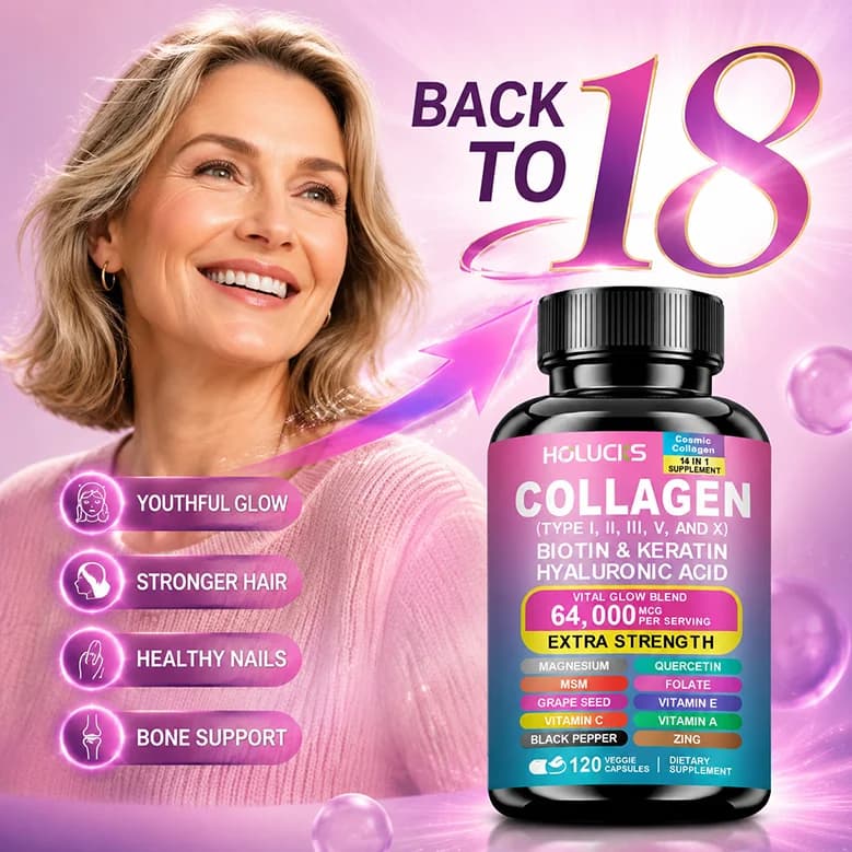 Buy 2 Get 2 for free! Pure collagen capsules, support skin compactness, joint health and hair growth, promotes youthful glow, energy