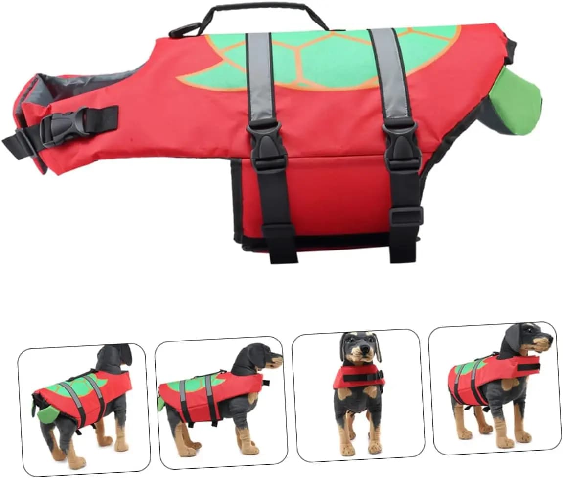 Giubbotto di salvataggio per cani – Giubbotto di sicurezza regolabile con design a guscio di tartaruga con strisce riflettenti e maniglia di salvataggio per il nuoto