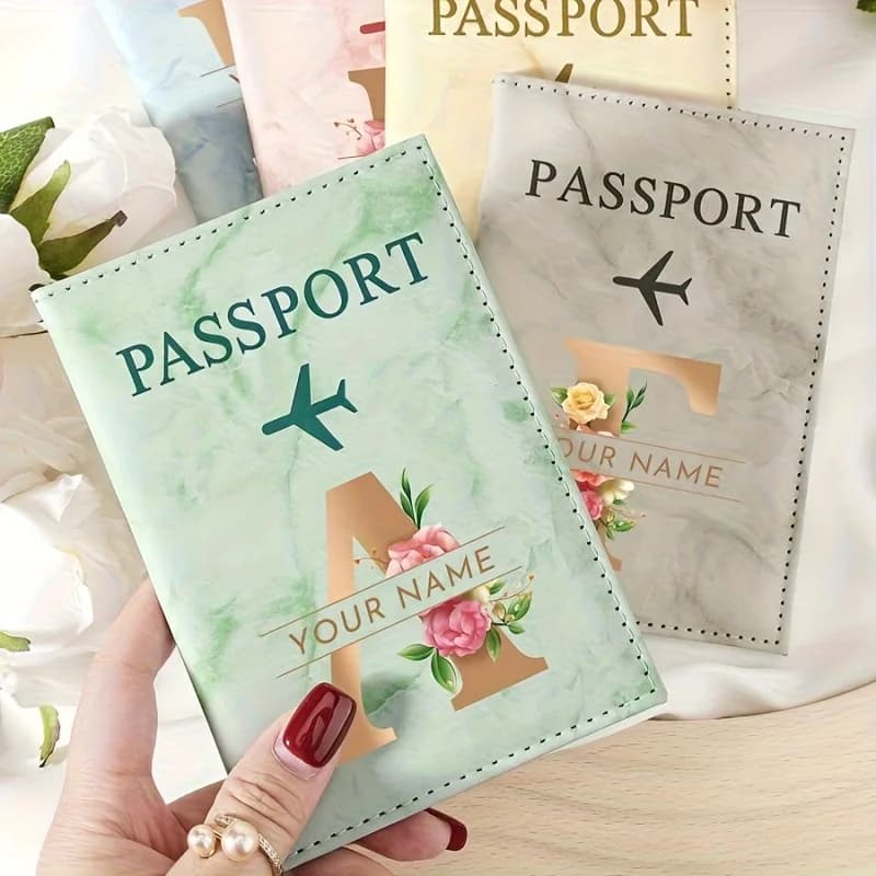 Custom Floral Letter Passport Holder, Stylish Creative Travel Document Organizer for Daily Travel Use
