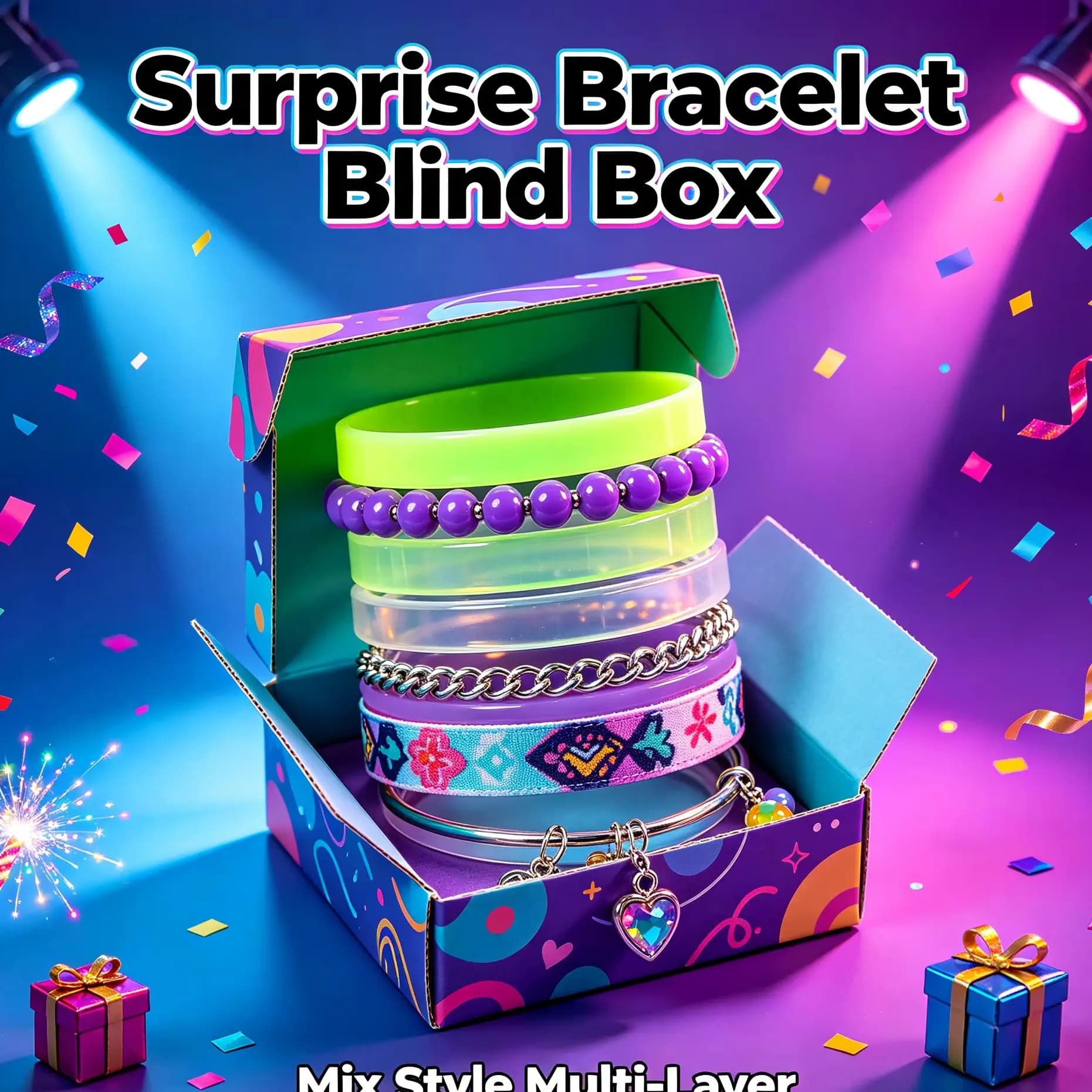 Surprise Bracelet Blind Box Mix Style Multi-Layer Wristband Jewelry Gift Pack For Party