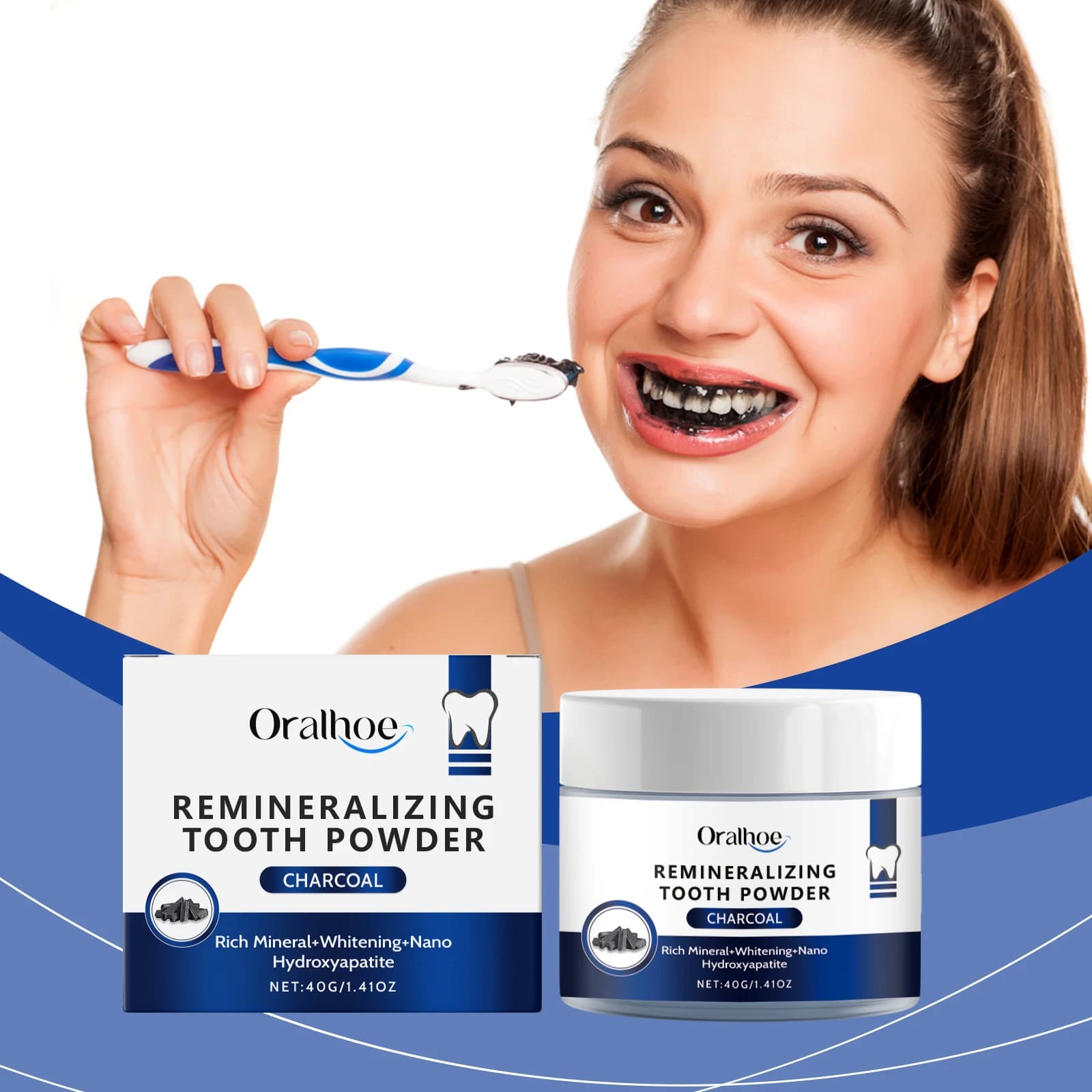 Oralhoe 40g Tooth Whitening Of Bamboo Carbon Powder Plaque Dentale Sweater Oral Hygiene Care Candle Of Tooths Powder