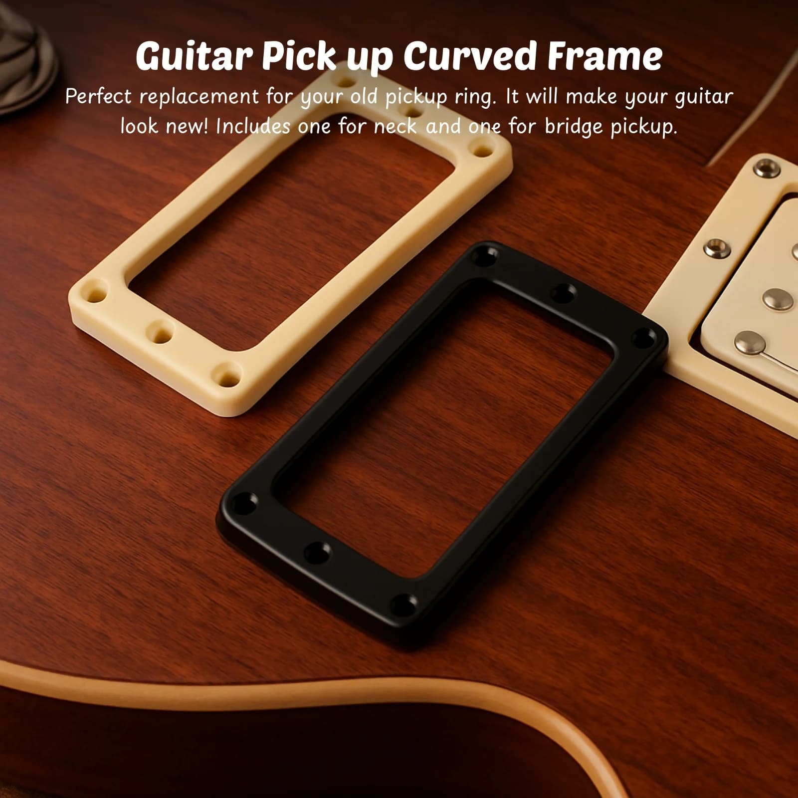 Pickup Humbucker curvi per chitarra elettrica Anelli di montaggio per telaio Parti di ricambio fai-da-te per chitarra elettrica LP