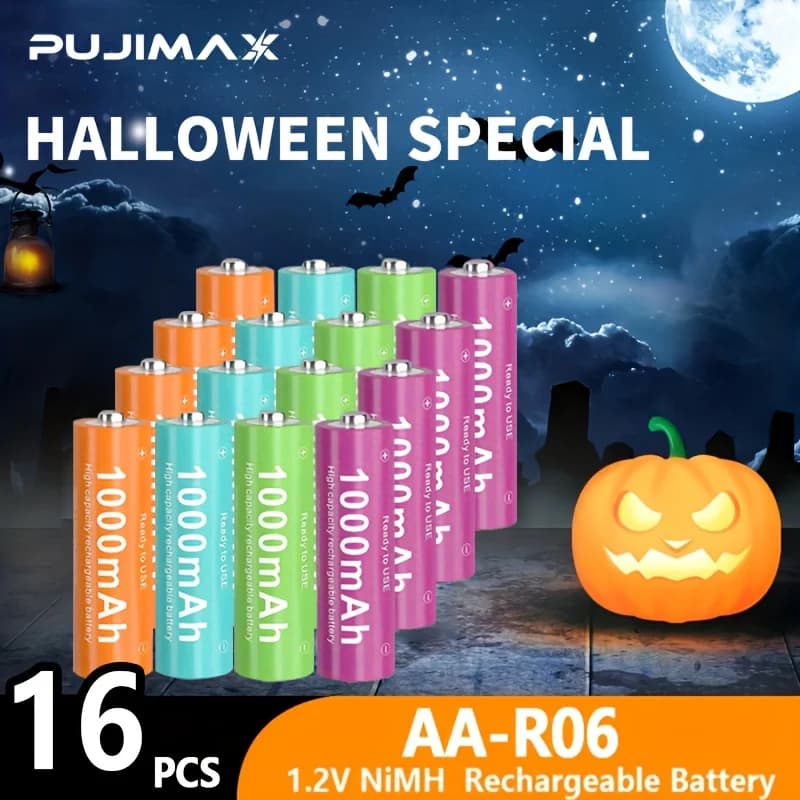 PUJIMAX 1.2V AA 1000mAh nickel-metal-hydride rechargeable battery. Please charge it using a nickel-metal-hydride battery charger