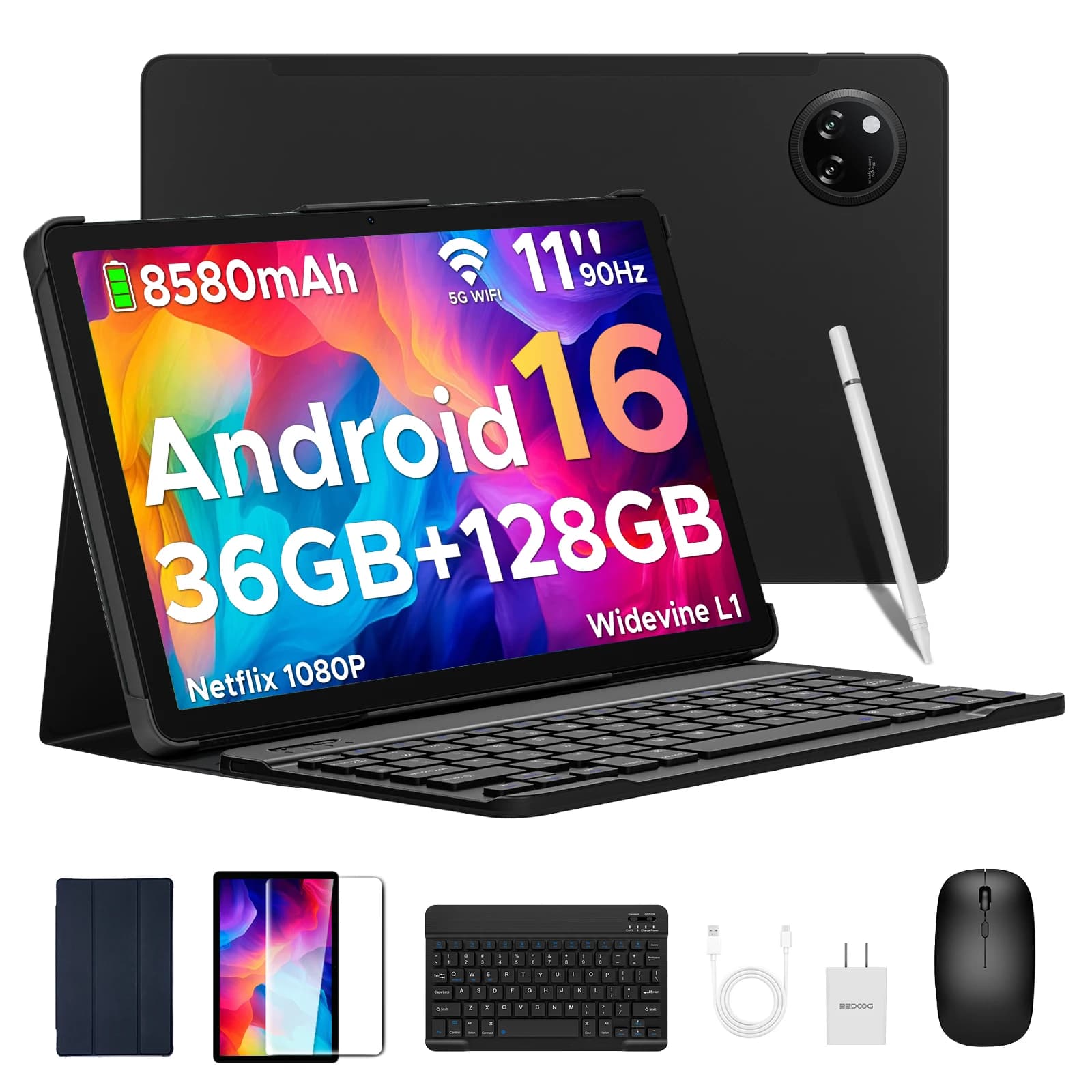 Tablet DOOGEE Tab A9 Pro+ da 11 pollici, Android 16, 30GB (6GB+24GB)+128GB, batteria da 8580mAh, fotocamere da 13MP+5MP, Widevine L1, doppio altoparlante, Tablet PC.