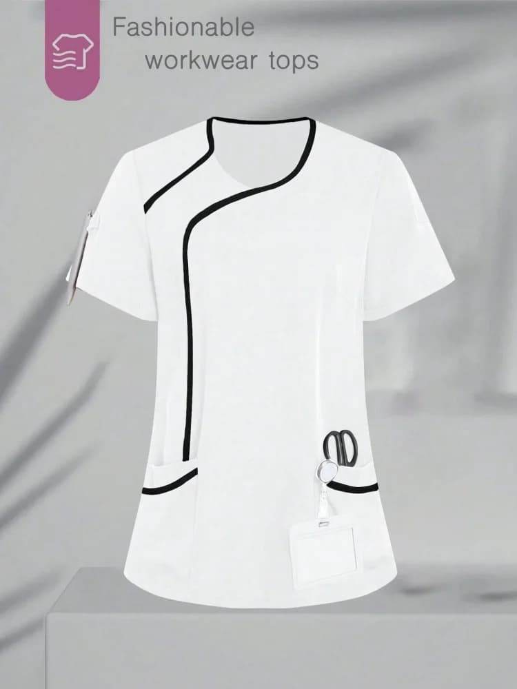 Donna Uniforme sanitaria Manica corta Top Scrub Top Donna Top Abiti da lavoro estivi Donna Scrub per le donne Uniformi chirurgiche Donna