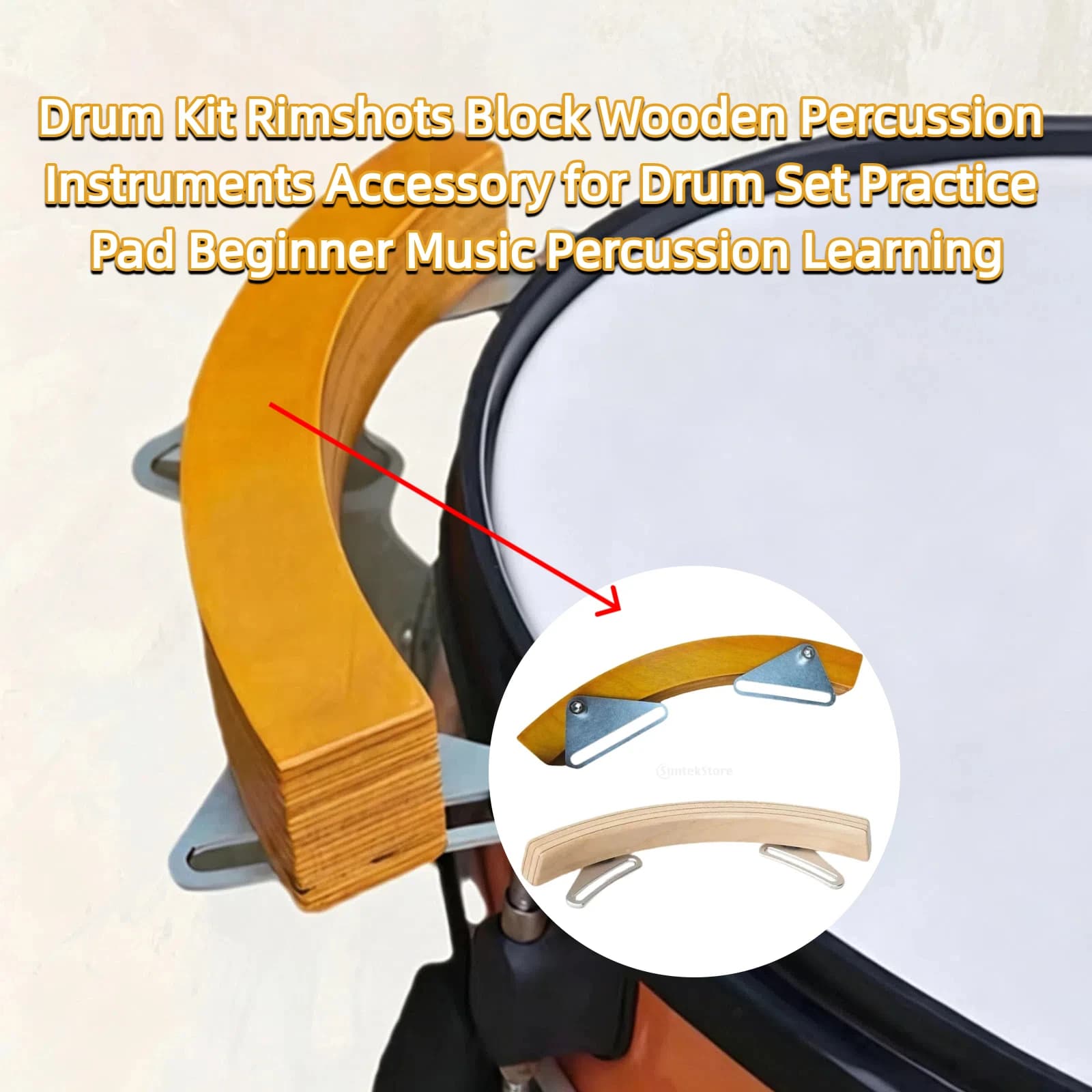 Rimshots per Batteria: Blocco in Legno per Strumenti a Percussione, Accessorio per Set Batteria, Pad per Pratica, Apprendimento Musico per Principianti