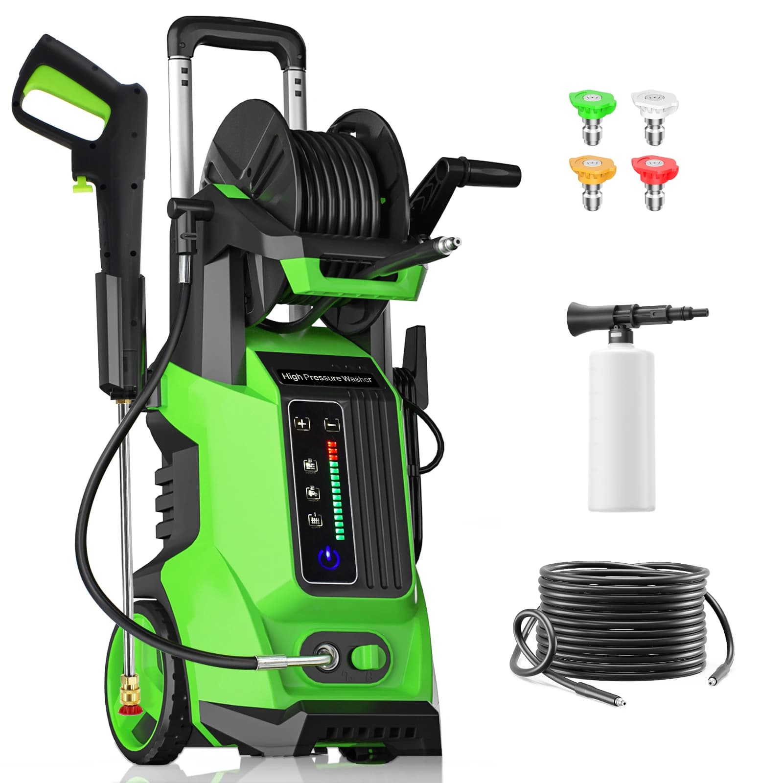 Idropulitrice elettrica per auto 5000PSI 3,5 GPM con touch screen, design portatile per auto, patio e pulizia esterna