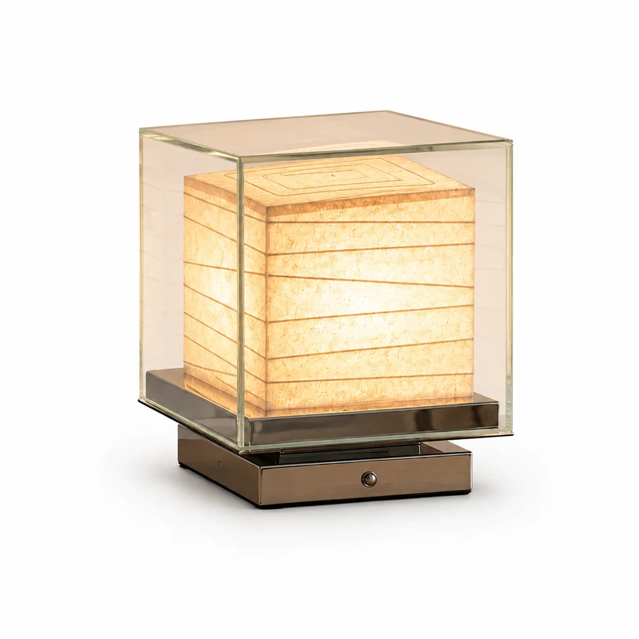 Lampada da Tavolo Giapponese, Interruttore Touch a un Pulsante, Lampada da Comodino in Vetro e Carta di Riso per Comodino, Tavolino, Scrivania