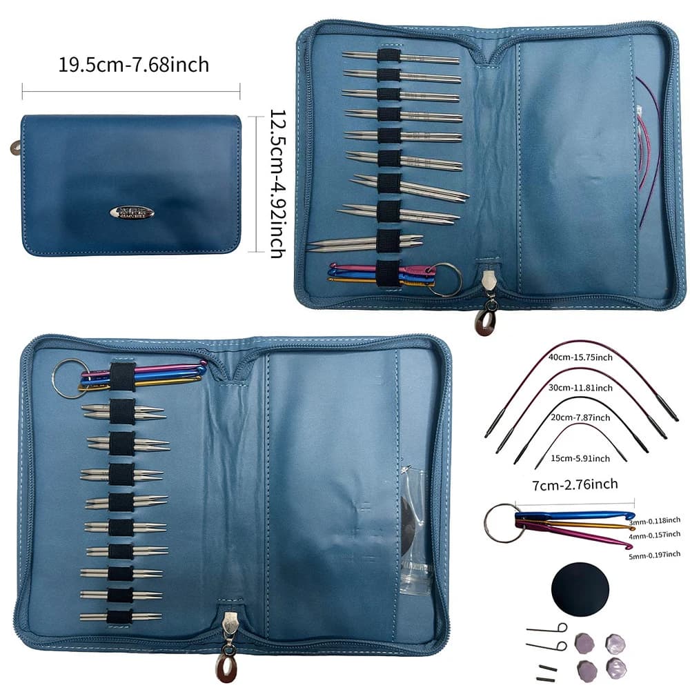 9 paia di ferri da maglia circolari set 5 cm 8 cm intercambiabili manica all'uncinetto collare ago tessitura filato kit di strumenti artigianali per maglieria