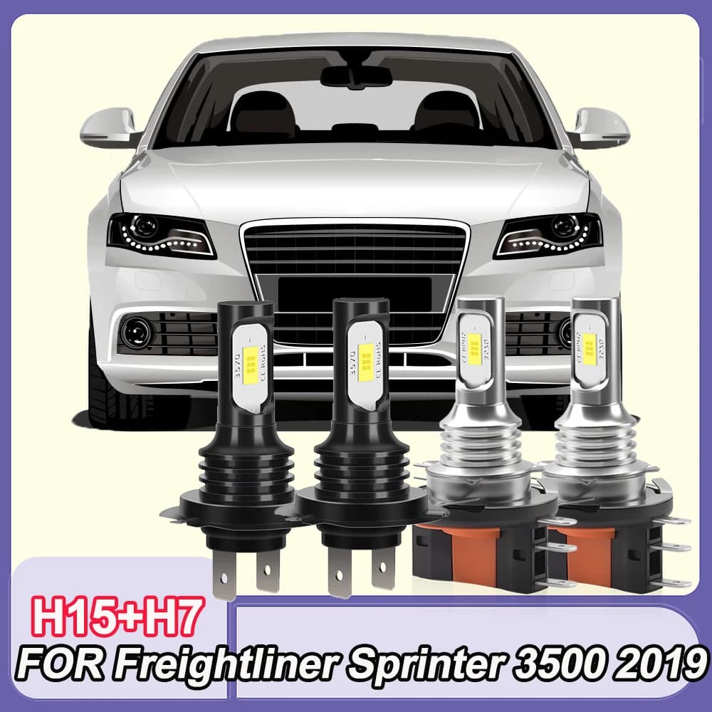4PCS H15 Hi Beam/DRL H7 Abbagliante LED Lampadina Auto Faro 6000K Faro Bianco PER Freightliner Sprinter 3500 2019