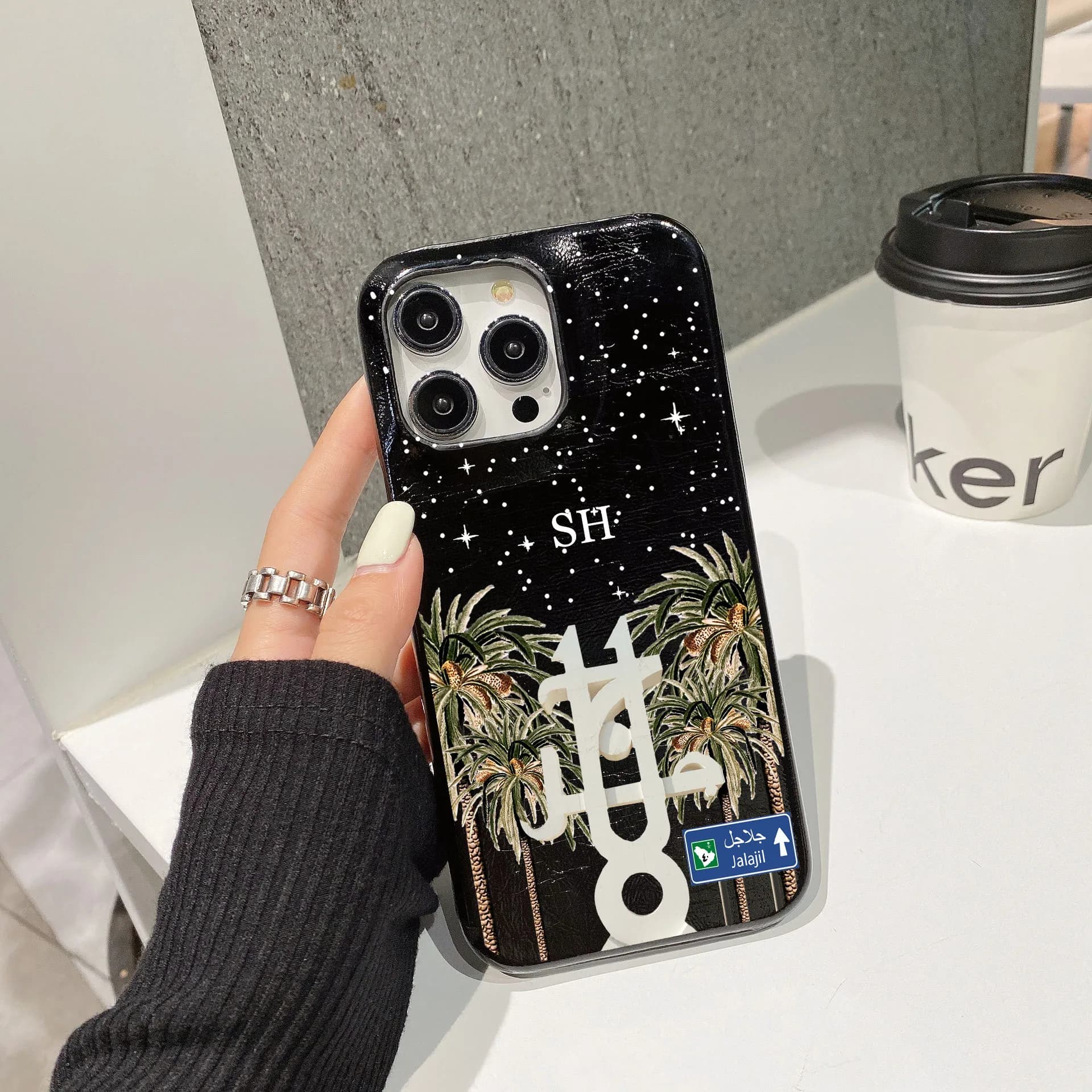 Personalised inevitable Initial kafr letters name Leather Case for iphone 11 12 14 13 15 Pro Max mini 16 Plus Luxury Hard Covers