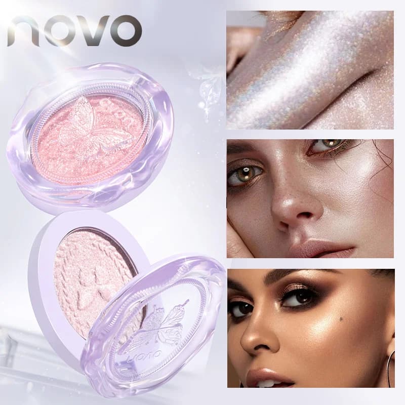 Polvere per evidenziare il viso multifunzionale, tavolozza di contorni a lunga durata, effetto naturale brillante, resistente all'acqua e al sudore