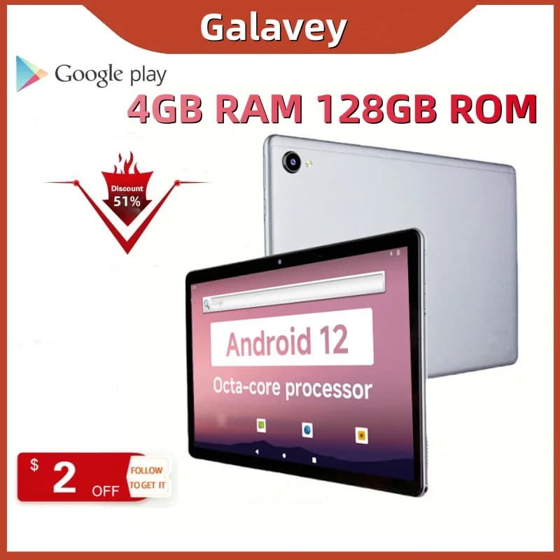 Tablet Android 12 Type-C 4GB RAM 128GB ROM 10.1 Pollici Octa Core CPU MTK8183 WIFI Bluetooth 5.0 Fotocamera 8.0MP+13.0MP Batteria 6000mAh