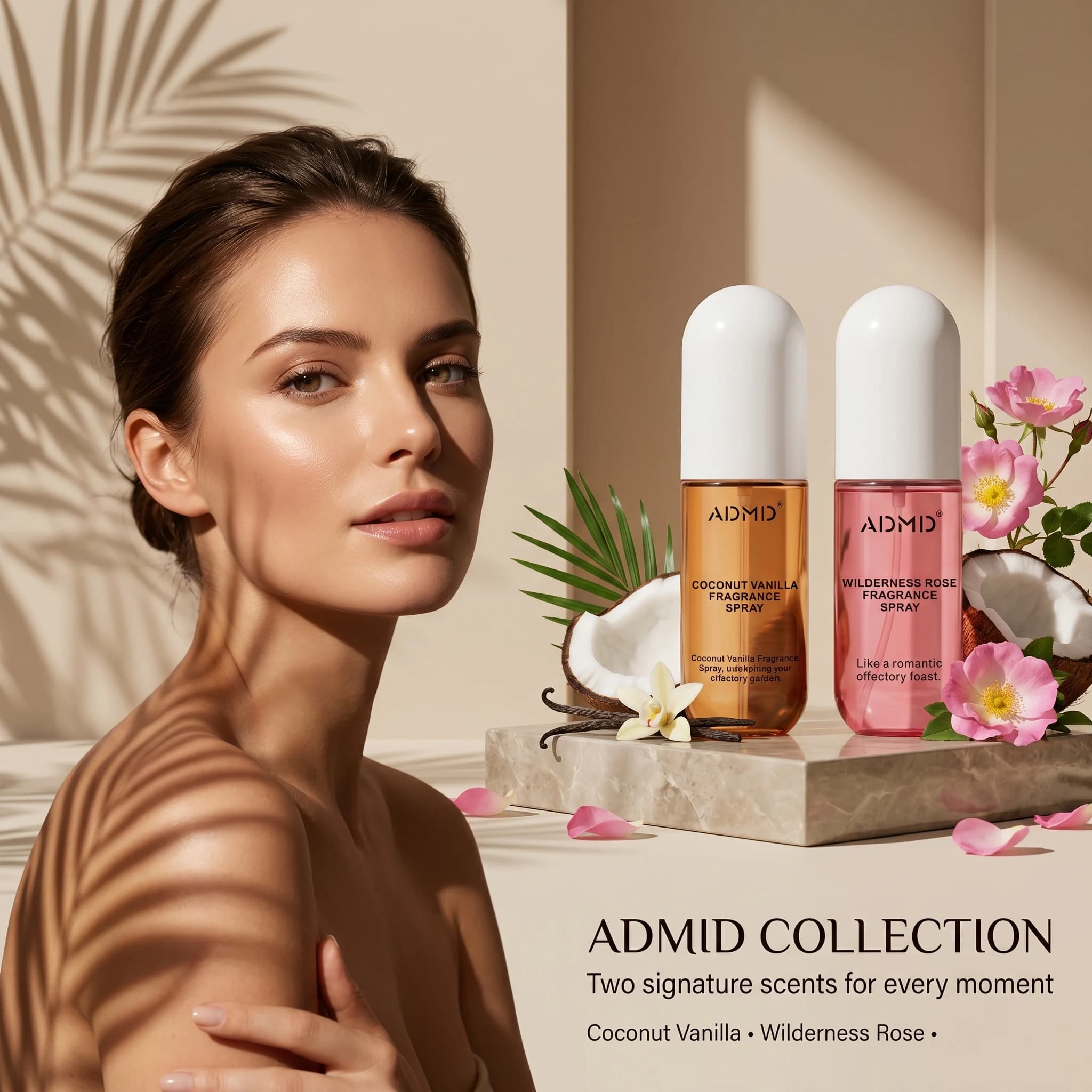 Profumo al cocco e rosa, spray rinfrescante per corpo e capelli, piccolo e portatile, con profumo a lunga durata.