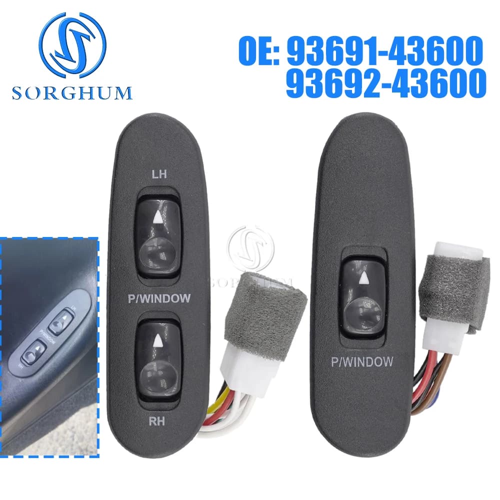 SORGHUM Auto Anteriore Sinistra Destra Alzacristallo Elettrico Pulsante Interruttore Per Hyundai H100 Bus Kasten 1996-2001 93691-43600 93692-43600