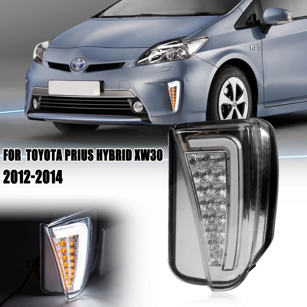 1Set LED Paraurti Anteriore Lampada Della Nebbia DRL Luci Diurne Giallo Indicatori di direzione luce Per Toyota Prius ZVW30 2012 2013 2014