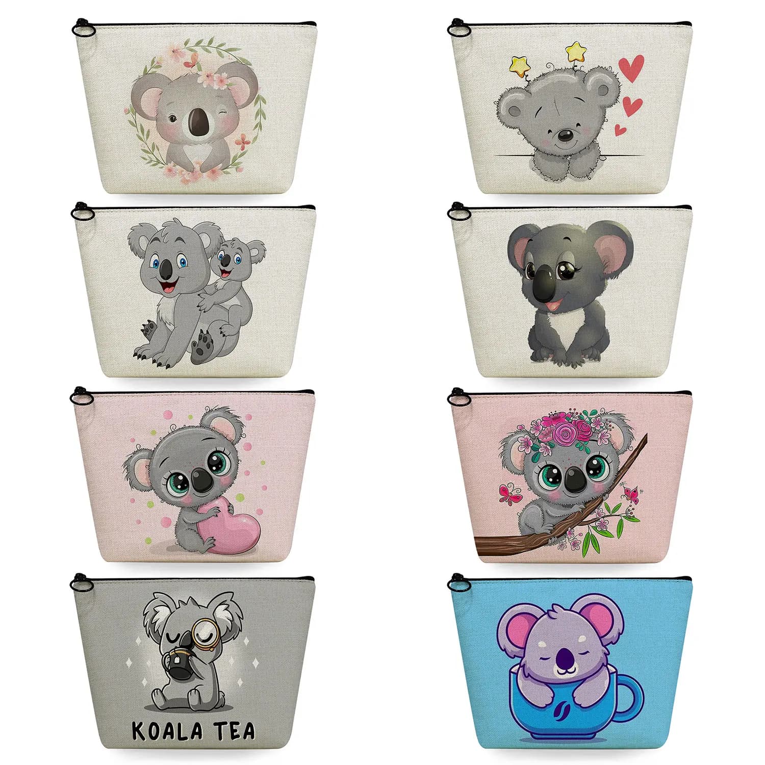 Sacchetto cosmetico da donna con stampa Koala carino cartone animato personalizzato regalo adorabile animale Casual organizzatore di trucco borsa da toilette da viaggio portatile