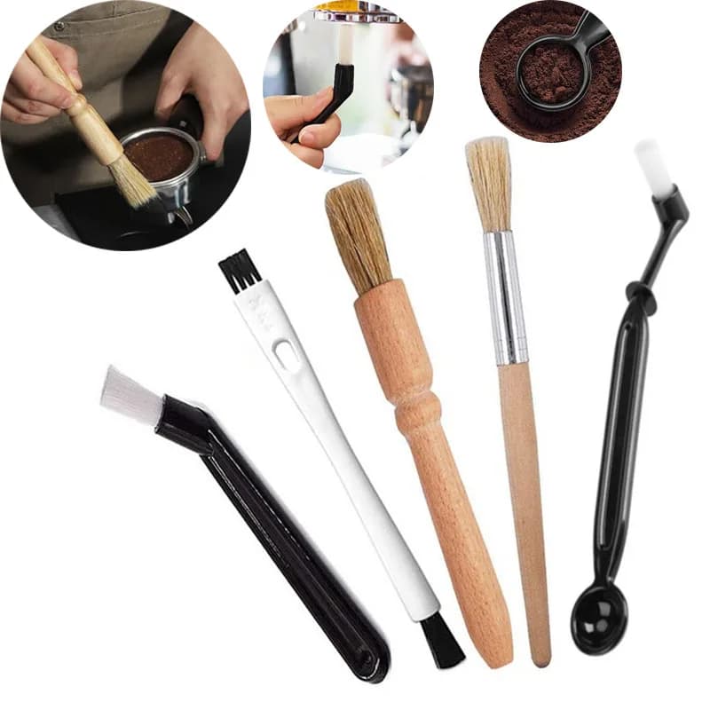Coffee Machine Brush Cleaner Kit Wooden Cleaning Brush for Grinders and Nylon Espresso Professional Brush for Coffee Lovers Gift