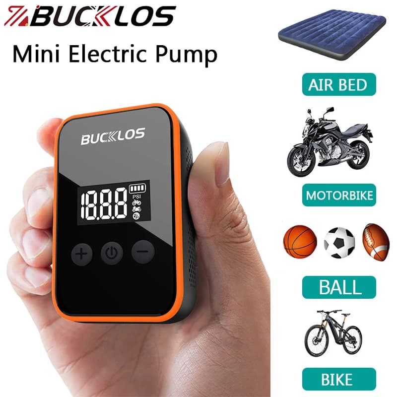 BUCKLOS Pompa d'aria per bicicletta elettrica Mini pompa d'aria per bicicletta E-Bike Gonfiatore per pneumatici per bici wireless Ricarica Gonfiatore per bici elettrica