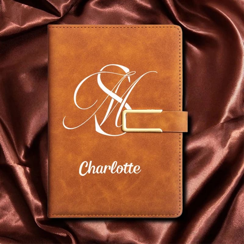 A5 Textured Faux Leather Custom Name Journal Work Travel Meeting Halloween Christmas Personal Notebook