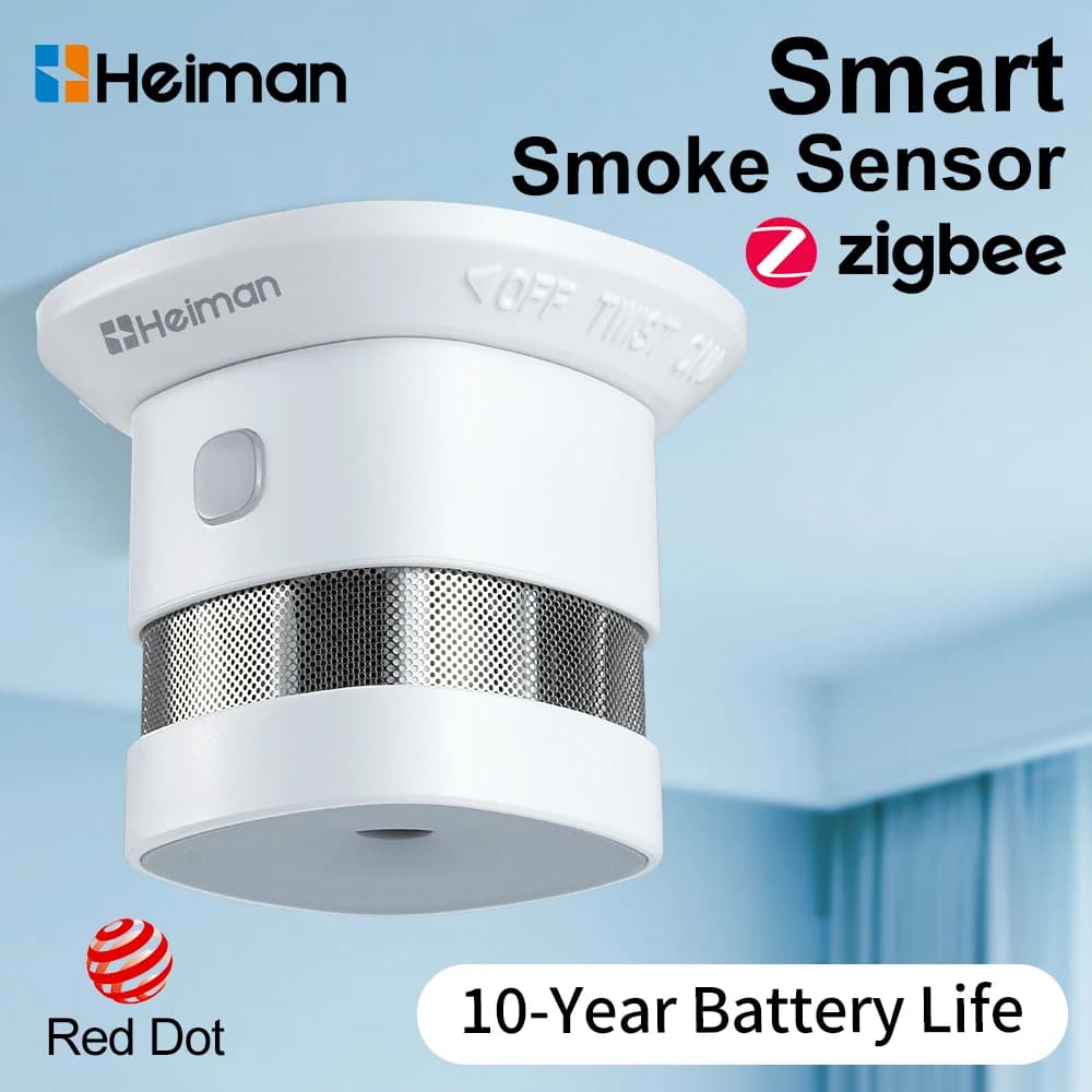 Rilevatore di fumo HEIMAN Zigbee – Sensore di allarme antincendio, alta sensibilità, sistema Smart Home, protezione di sicurezza, spedizione gratuita