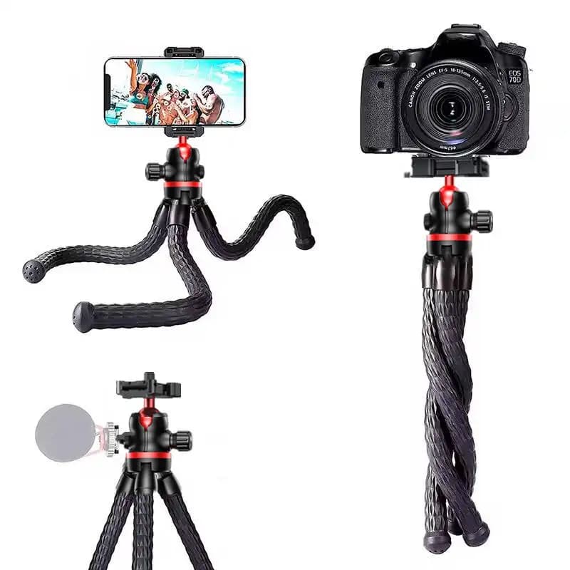 FANGTUOSI 2025 new flexible octopus-shaped tripod for DSLR phone camera 2in1 design tripod with phone support cold shoe side 1/4'''' screw