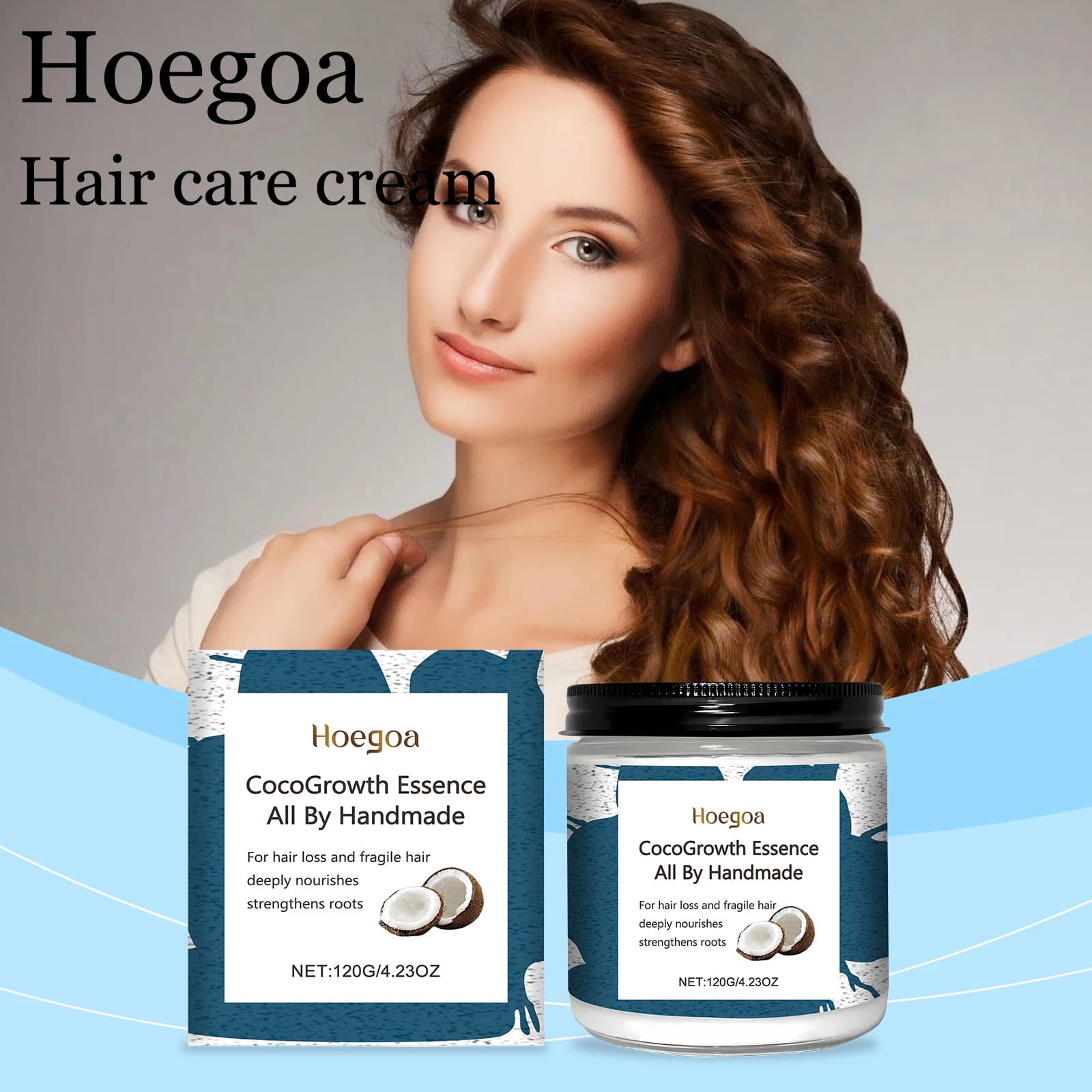 Hoegoa Maschera per la cura dei capelli al cocco Idratante Prevenire la rottura Rafforzamento delle radici dei capelli Levigante Volumizzante Maschera per capelli ammorbidente