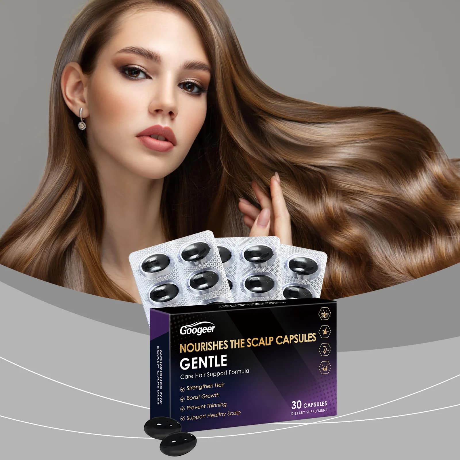 Googeer 30 pcs Nutrire Cuoio Capsules Capelluto Vitamin C Supplement Food Anti Loss of Active Hair Follicles Input Growth of Hair Capsula