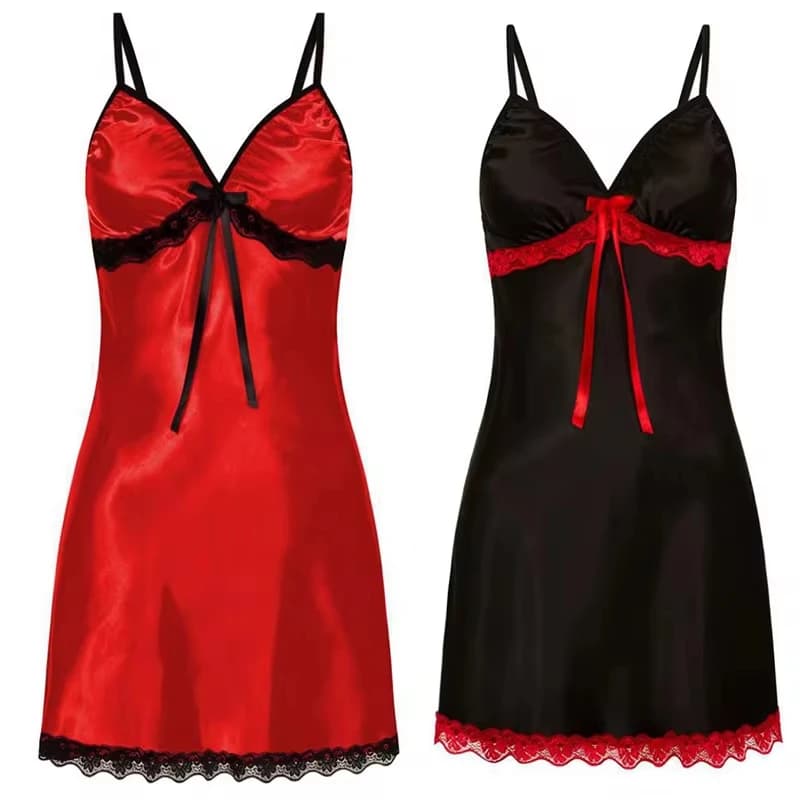 Pigiama sexy da donna camicia da notte con reggicalze in pizzo di grandi dimensioni pigiama senza maniche pigiama con scollo a V camicia da notte opzionale multicolore